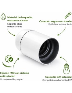 Portalámparas Liso Baquelita E27 4A 250V Blanco Famatel 2