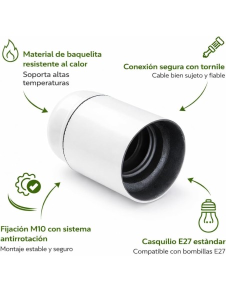 Portalámparas Liso Baquelita E27 4A 250V Blanco Famatel