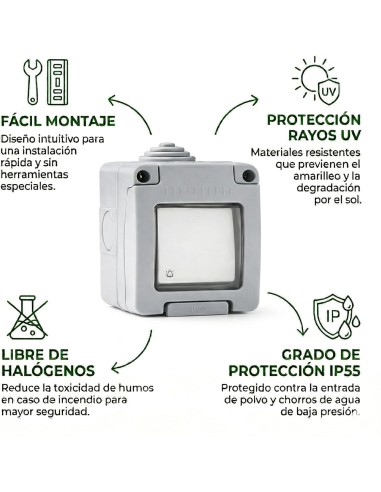 Pulsador Luminoso Estanco Superficie IP55 10A 250V Infantil FAMATEL