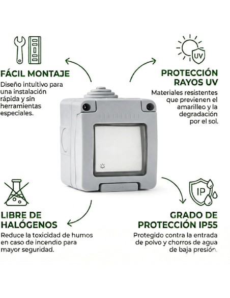 Pulsador Luminoso Estanco Superficie IP55 10A 250V Infantil FAMATEL