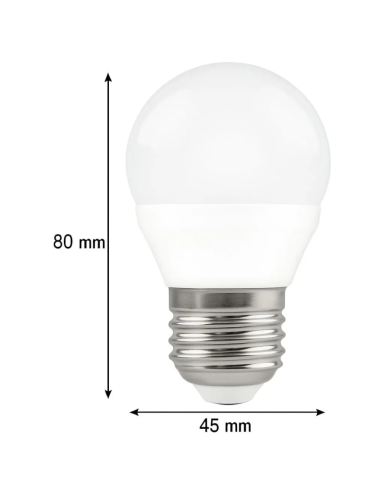 Bombilla LED E27 Esférica 8W G45 Cálida 2700K 750lm 220V 200° MATEL