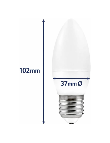 Bombilla LED E27 Vela 5W C37 Neutra 4200K 480lm 220V 200° MATEL