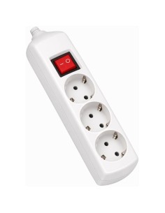 Regleta 3 Enchufes Schuko Pared Interruptor 16A 250V 3680W