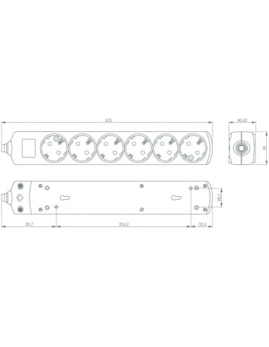 Regleta 6 Enchufes Schuko Pared 16A 250V Blanco Infantil