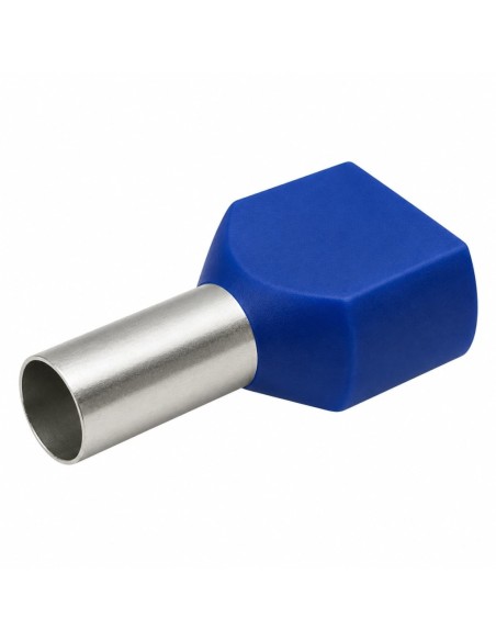 100 Punteras Huecas Dobles Aislantes Azules 16mm² Crimpado