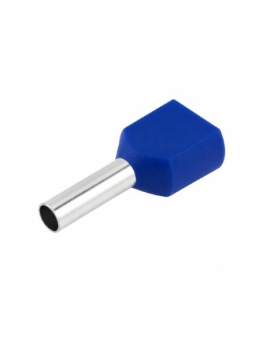 100 Punteras Huecas Dobles Aislantes Azules 2,5mm² Crimpado