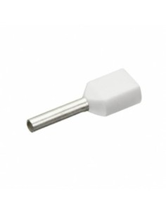 100 Punteras Huecas Dobles Aislantes Blancas 0,5mm² Crimpado
