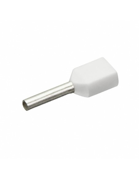 100 Punteras Huecas Dobles Aislantes Blancas 0,5mm² Crimpado