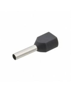100 Punteras Huecas Dobles Aislantes Grises 0,75mm² Crimpado