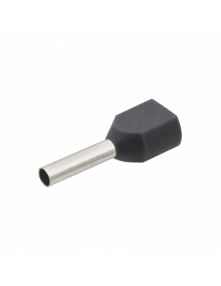100 Punteras Huecas Dobles Aislantes Grises 0,75mm² Crimpado