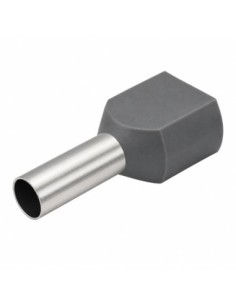 100 Punteras Huecas Dobles Aislantes Grises 4mm² Crimpado