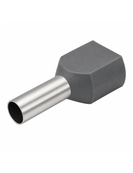 100 Punteras Huecas Dobles Aislantes Grises 4mm² Crimpado