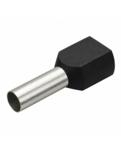 100 Punteras Huecas Dobles Aislantes Negras 1,5mm² Crimpado