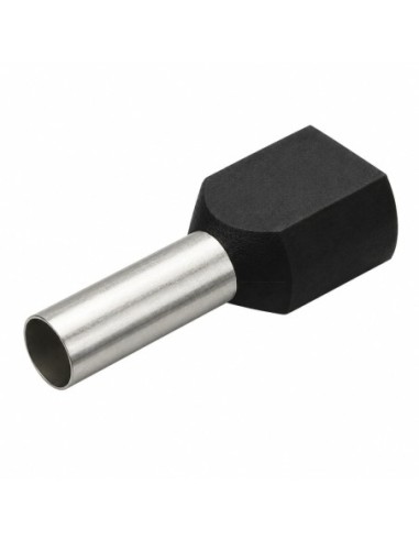 100 Punteras Huecas Dobles Aislantes Negras 1,5mm² Crimpado