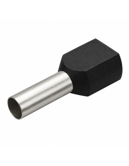 100 Punteras Huecas Dobles Aislantes Negras 1,5mm² Crimpado