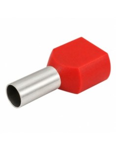 100 Punteras Huecas Dobles Aislantes Rojas 10mm² Crimpado