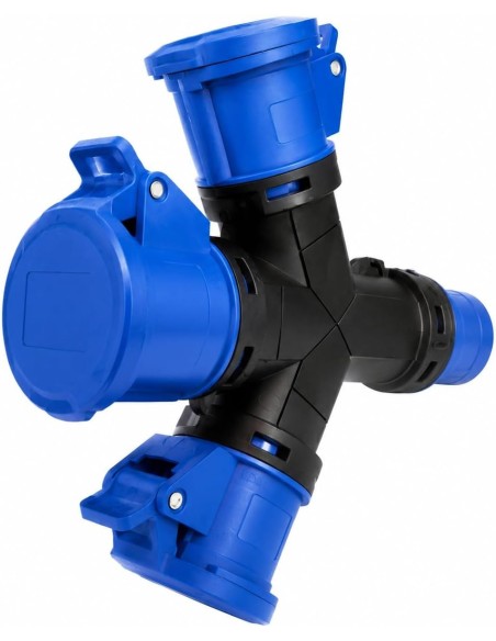 Adaptador CEE Caravana Enchufe Industrial 3 Tomas 2P+T 16A IP54 230V Famatel