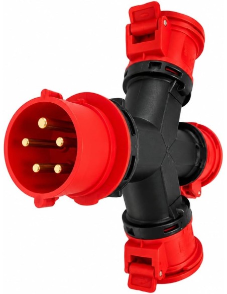 Adaptador CEE Caravana Enchufe Industrial 3 Tomas 3P+N+T 16A IP54 380V Famatel