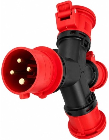 Adaptador CEE Caravana Enchufe Industrial 3 Tomas 3P+T 16A IP54 380V Famatel