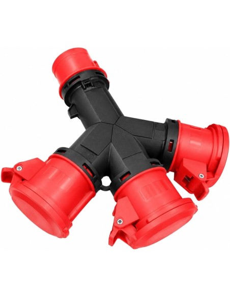 Adaptador Cetac Caravana Enchufe Industrial 3 Tomas 3P+N+T 32A IP54 380V Famatel