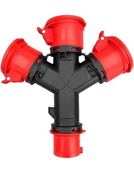 Adaptador Cetac Caravana Enchufe Industrial 3 Tomas 3P+N+T 32A IP54 380V Famatel