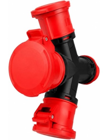 Adaptador Cetac Caravana Enchufe Industrial 3 Tomas 3P+N+T 32A IP54 380V Famatel