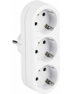 Adaptador Triple Schuko 16A 250V 2P+T Ladrón 3 Tomas Interior Blanco Famatel