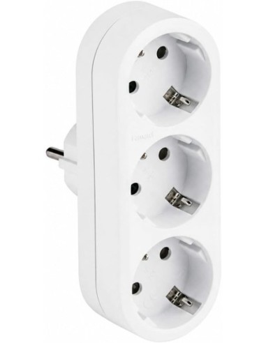 Adaptador Triple Schuko 16A 250V 2P+T Ladrón 3 Tomas Interior Blanco Famatel