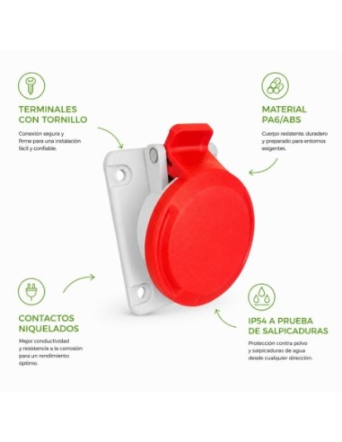 Base Cetac Empotrar 16A 230V IP54 3P+N+T Enchufe Hembra Industrial Famatel
