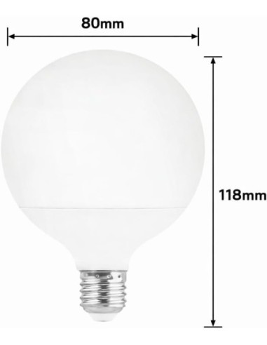 Bombilla LED E27 Globo G80 12W Luz Fría 6400K 1200lm Matel