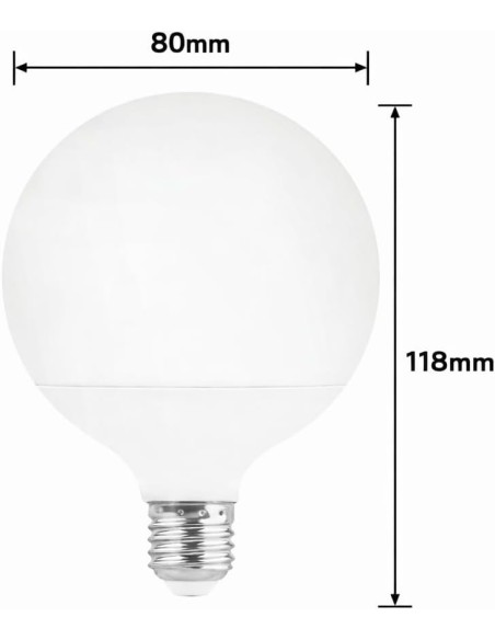 Bombilla LED E27 Globo G80 12W Luz Fría 6400K 1200lm Matel
