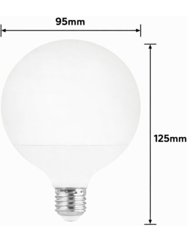 Bombilla LED E27 Globo G95 15W Luz Fría 6400K 1500lm Matel