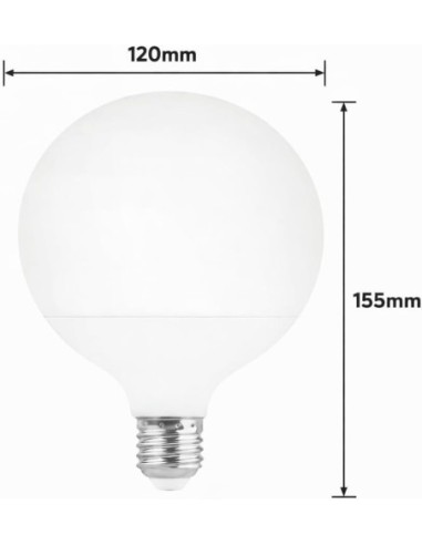 Bombilla LED E27 Globo G120 18W Luz Cálida 2700K 1750lm Matel