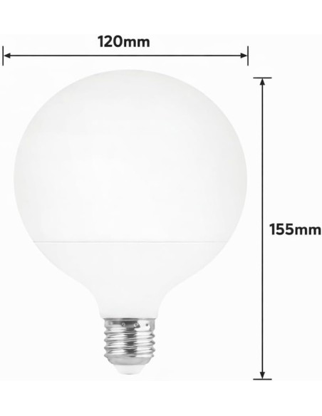 Bombilla LED E27 Globo G120 18W Luz Cálida 2700K 1750lm Matel