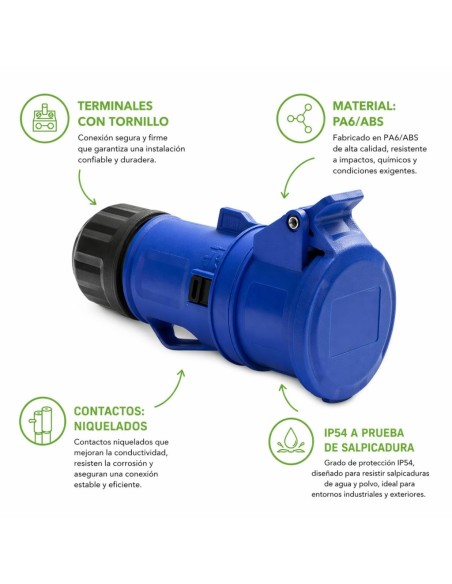 Base Cetac 220V IP54 2P+T 16A Industrial Monofásico Famatel