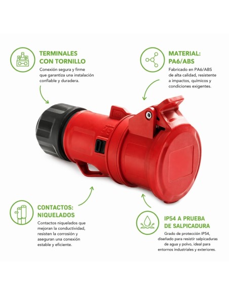 Toma Cetac 380V IP54 3P+N+T 16A  Industrial Trifásico Famatel
