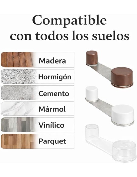 Tope Puerta Suelo Adhesivo Tornillo Marrón 360º