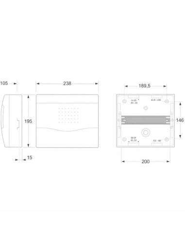 Caja Distribución Empotrar 8 Módulos Puerta Trans IP40 Famatel