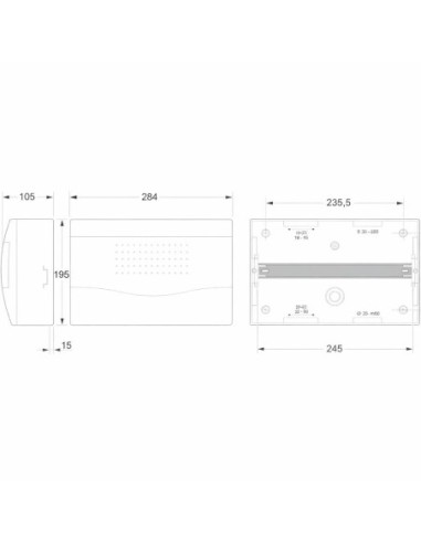 Cuadro Superficie 12 Módulos Puerta Transp. IP40 Famatel