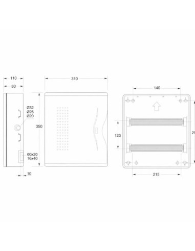 Cuadro Superficie 24 Módulos Puerta Transp. IP40 Famatel