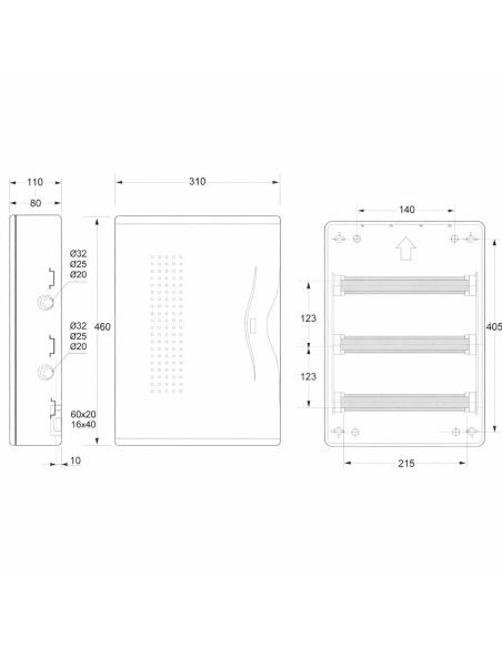 Cuadro Superficie 36 Módulos Puerta Transp. IP40 Famatel