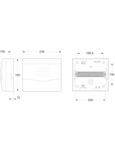 Cuadro Superficie 8 Módulos Puerta Transp. IP40 Famatel