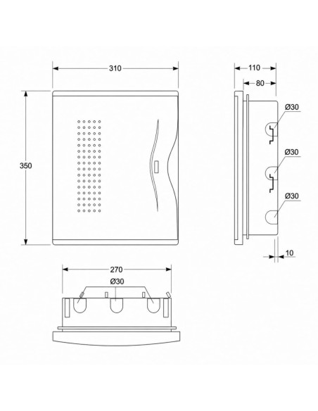 Cuadro Empotrar 36 Módulos Puerta Gris IP40 400V Famatel