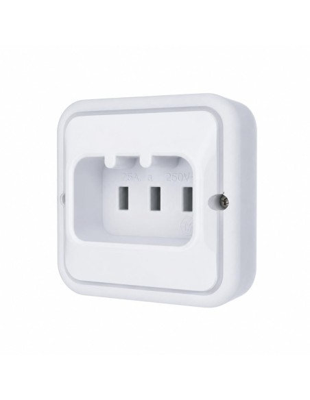Base Enchufe para Horno y Vitrocerámica 25A 250V 2P+T en Blanco 80x80mm Famatel