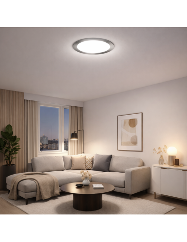 Downlight LED Empotrable 18W Plateado Luz Fría Ø205mm 1800lm
