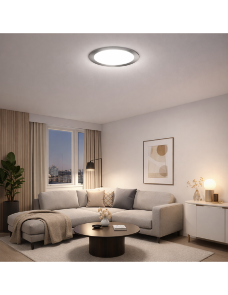Downlight LED Empotrable 18W Plateado Luz Fría Ø205mm 1800lm