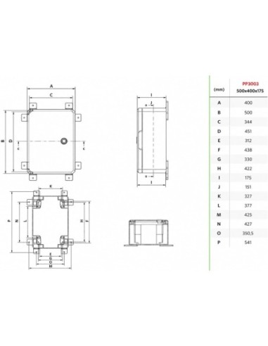 Armario Estanco Exterior IP65 IK08 ABS 500x400x175mm Puerta Transparente