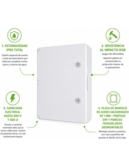 Armario Eléctrico Estanco 200x300x130MM IP65 IK08 ABS con Puerta Gris