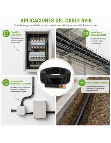 Cable RV-K 3x1.5mm 0.6/1kV 25m - Manguera RVK Exterior Negro