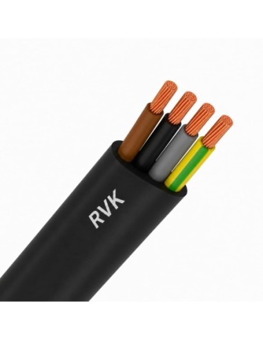 Cable RV-K 4x1,5mm² 0.6/1kV 25m Manguera Tetrapolar Negro